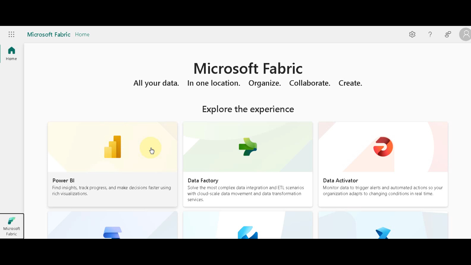 Image of Workspaces section in Microsoft Fabric